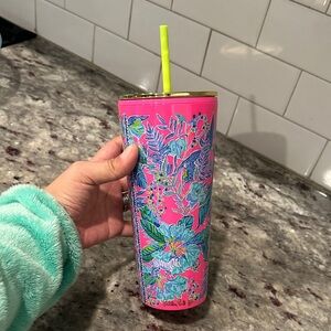 Lilly Pulitzer Swig Pink Floral Tumbler with Straw